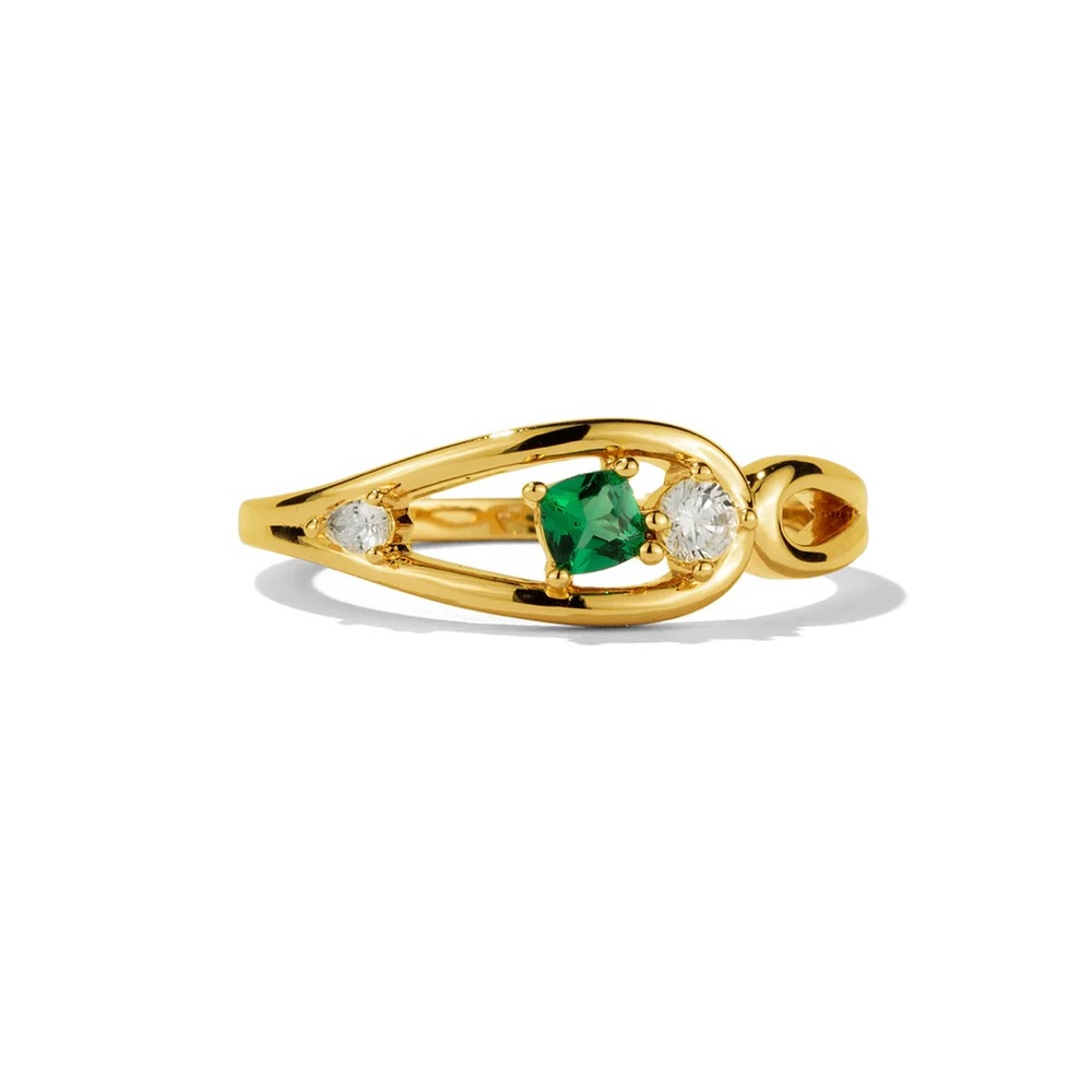 Gold and Green Gemstone Ring